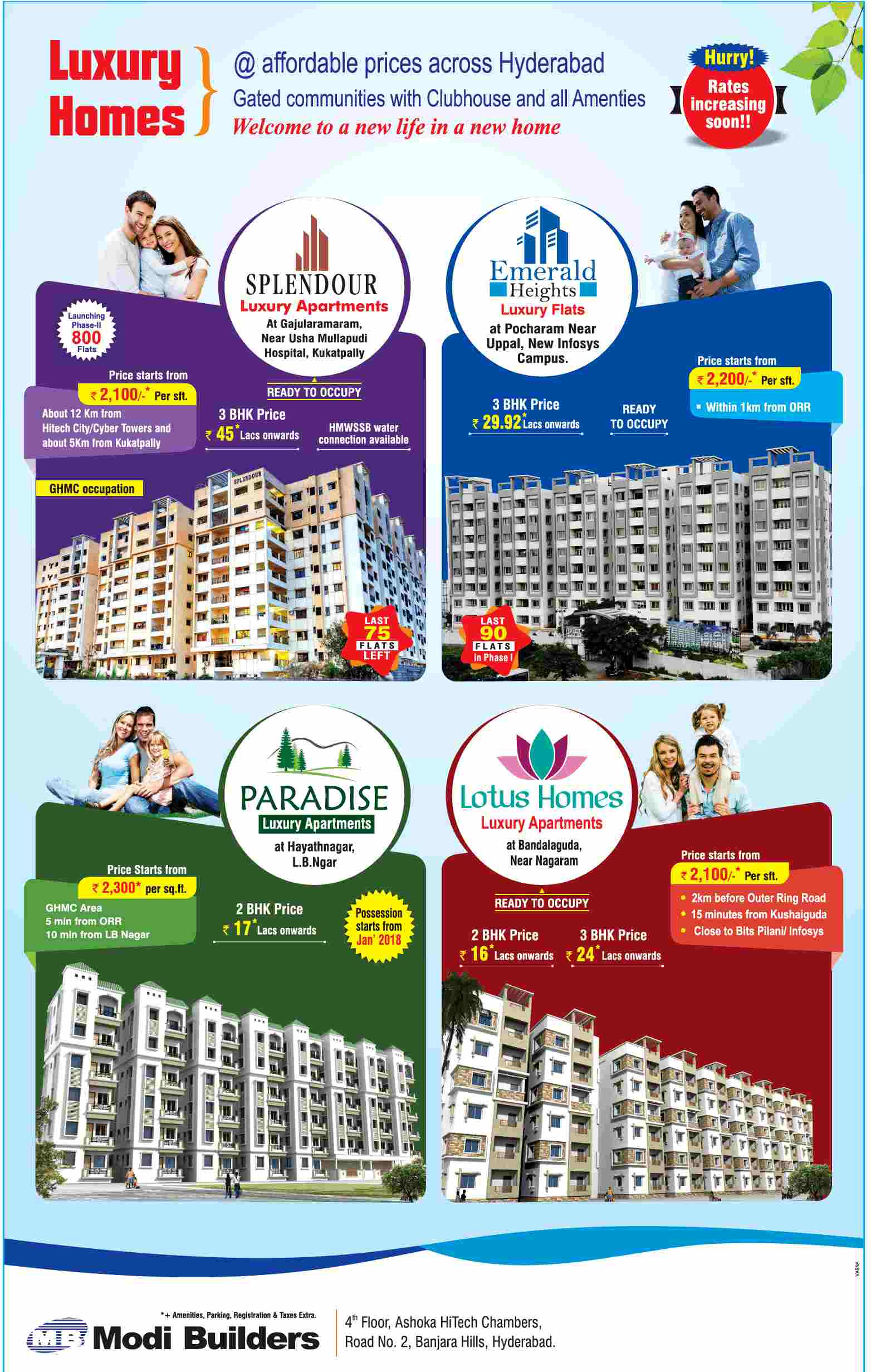 Welcome to a new life in the new Modi homes in Hyderabad